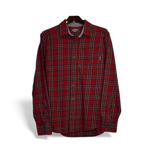 Eddie Bauer Red Plaid Flannel Long Sleeve Shirt Button Up Men's Large
